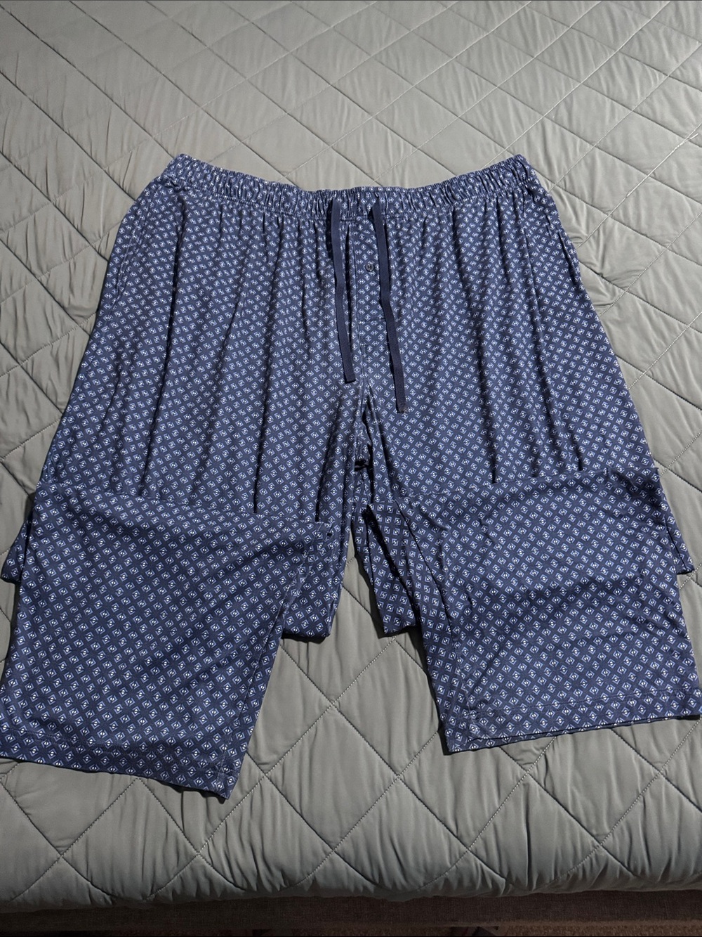 Men's Blue Printed Pajama Pants with Drawstring Waist